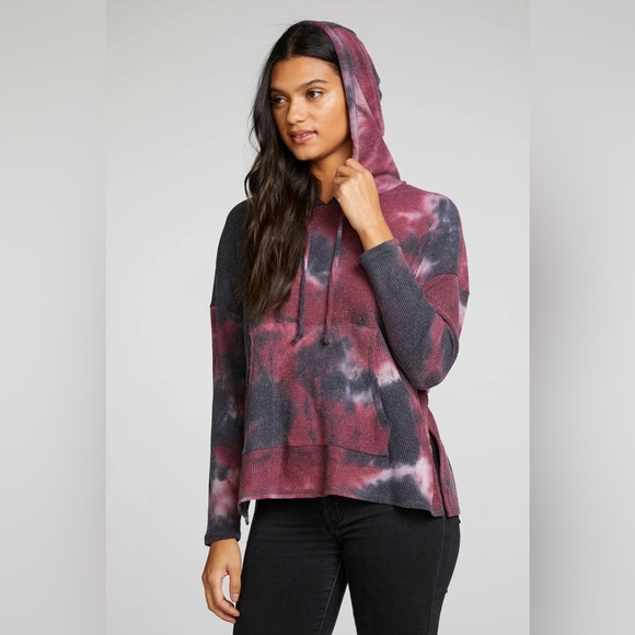 Chaser Recycled Love Rib Long Sleeve Drop Shoulder Slit Side Pullover Hoodie - Picture 2 of 4